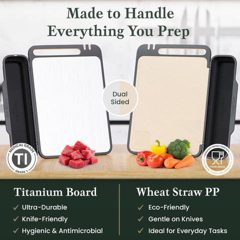 Pure Prep titanium surface close-up highlighting durability and easy cleaning