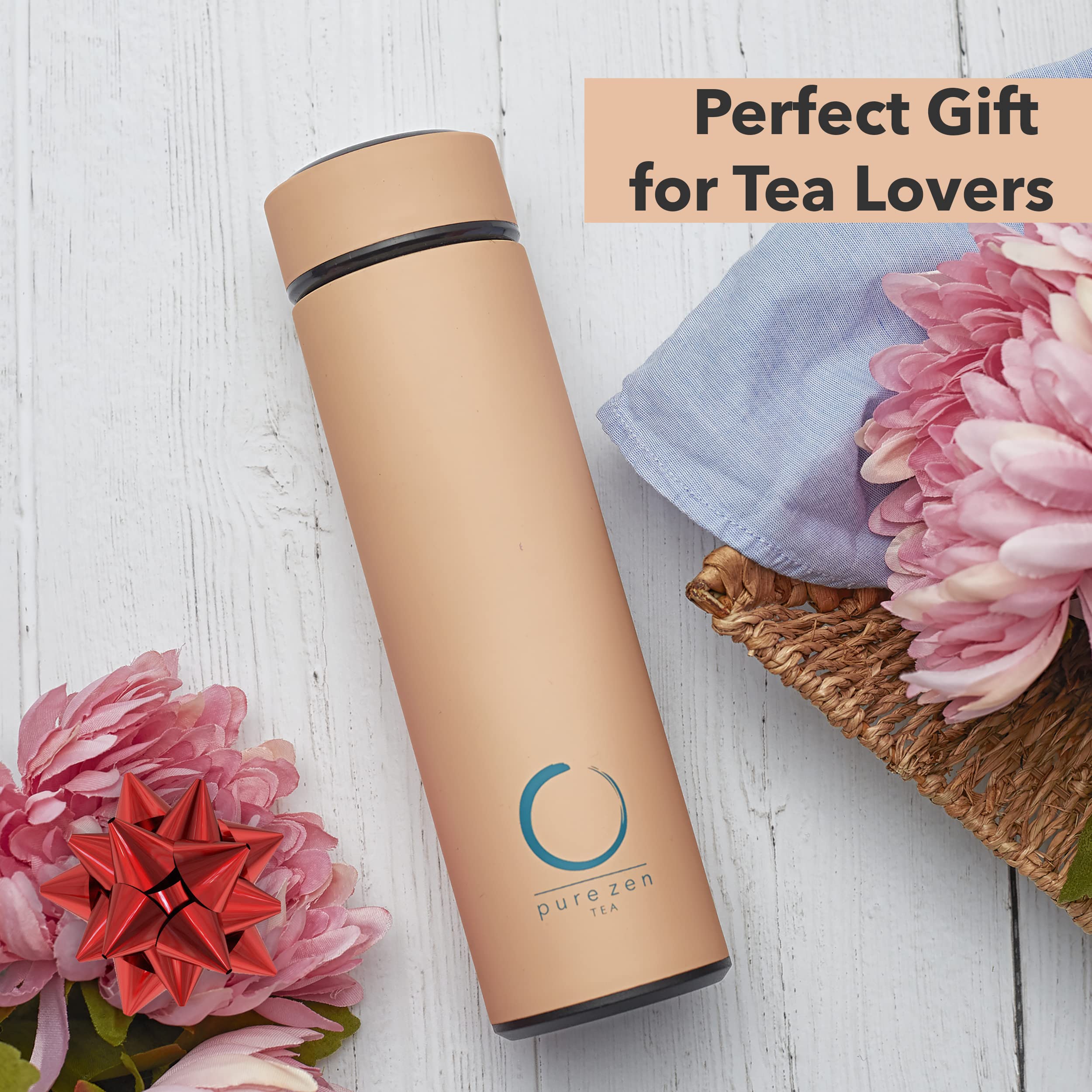Pure Zen Tea lifestyle commute setting in a backpack cup holder for travel convenience