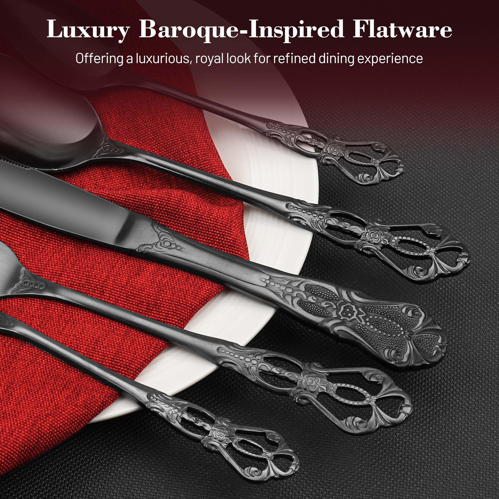 PUREAIN flatware on a styled dining table showing dramatic look and elevated presentation