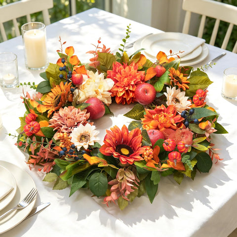 PureCosy wreath on a standard front door illustrating 24-inch scale and fit