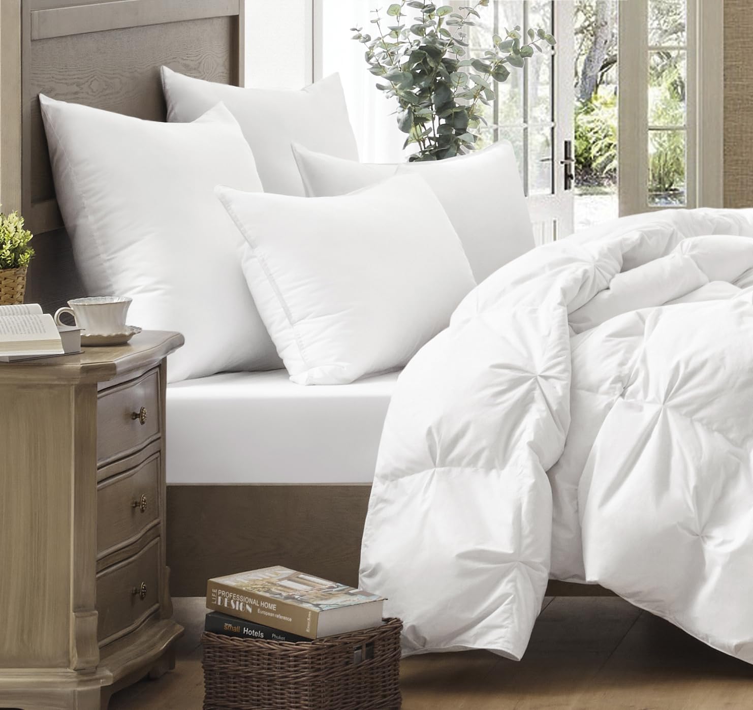 puredown cutaway reveal of feather and down fill highlights structure and softness