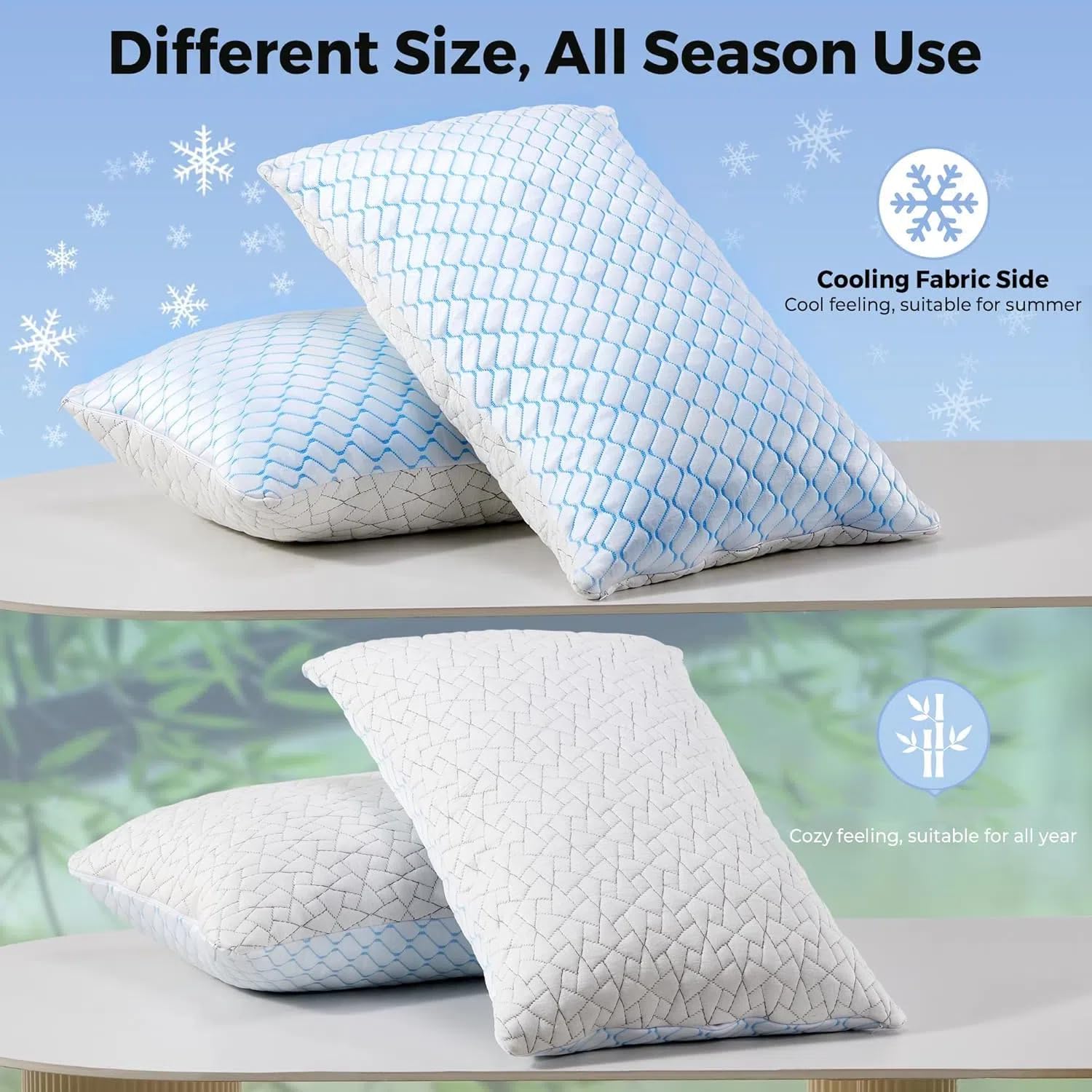 puredown dual-sided cover closeup illustrating cooling and soft fabrics