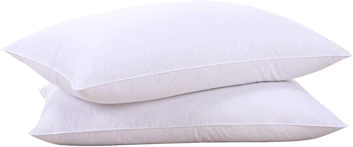 puredown front packaging showing two king pillows and a clean hotel look, promotes premium comfort