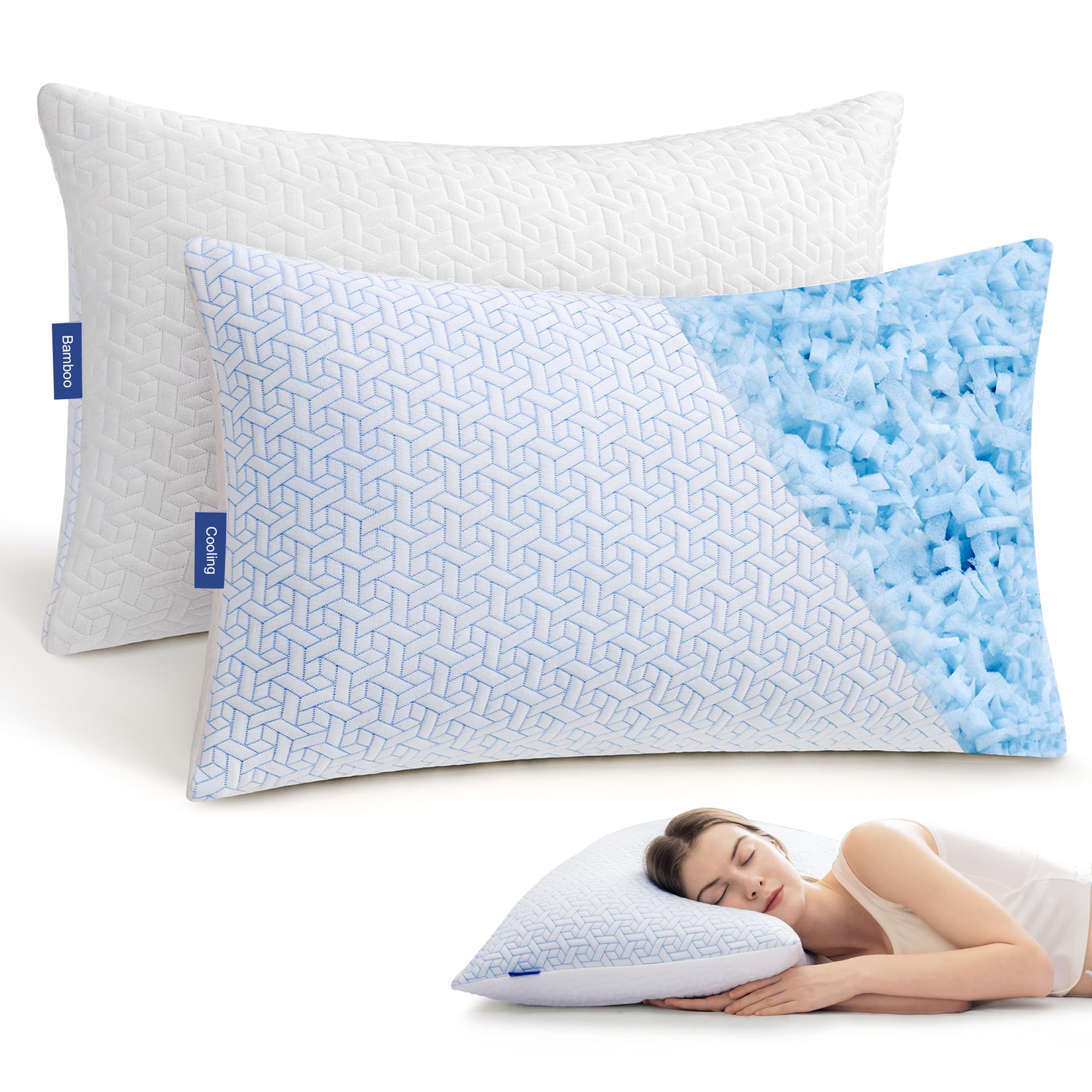 puredown front packaging queen set showing two pillows and benefits
