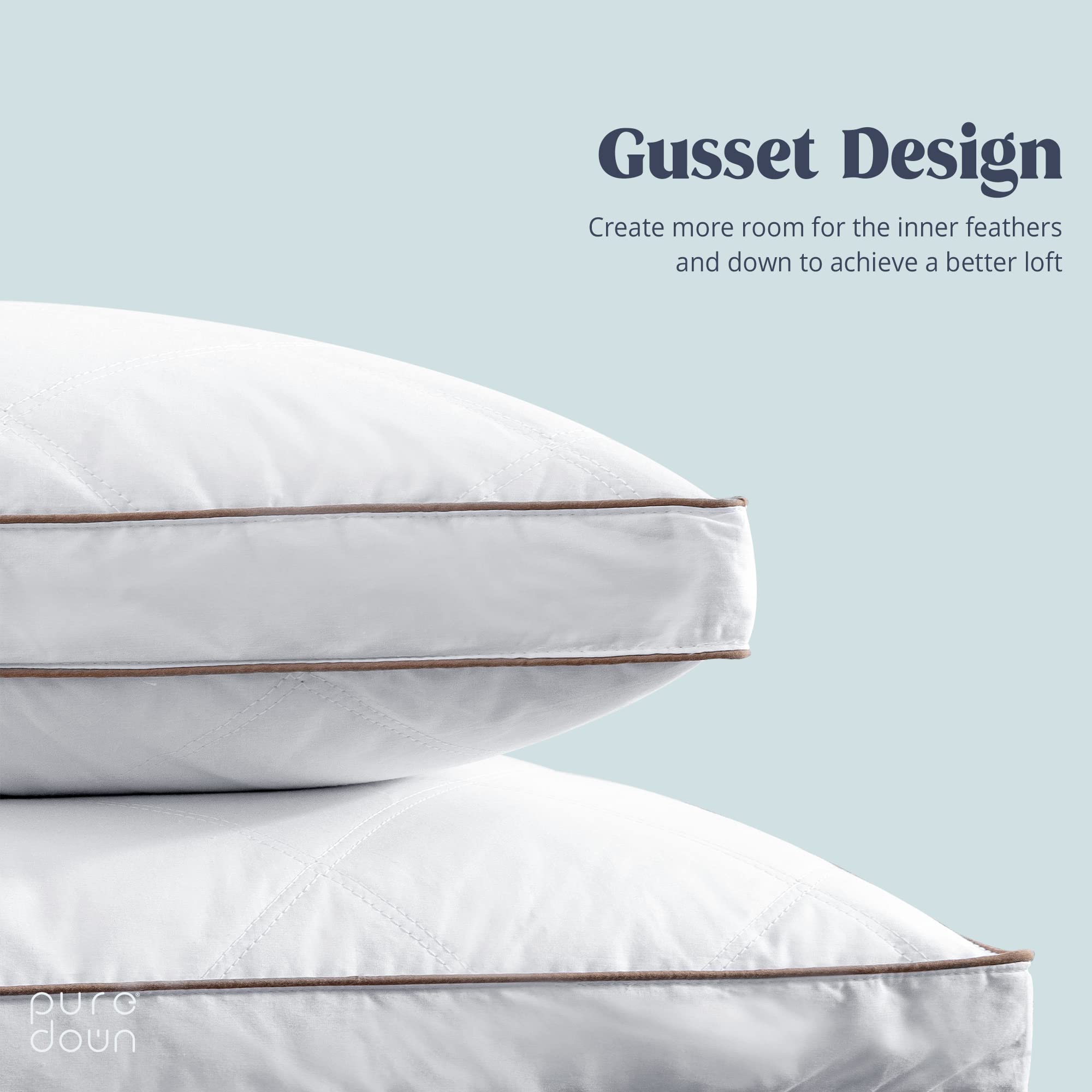 puredown gusset edge detail demonstrating supportive profile and shape retention