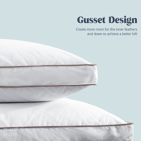 puredown gusset edge detail demonstrating supportive profile and shape retention