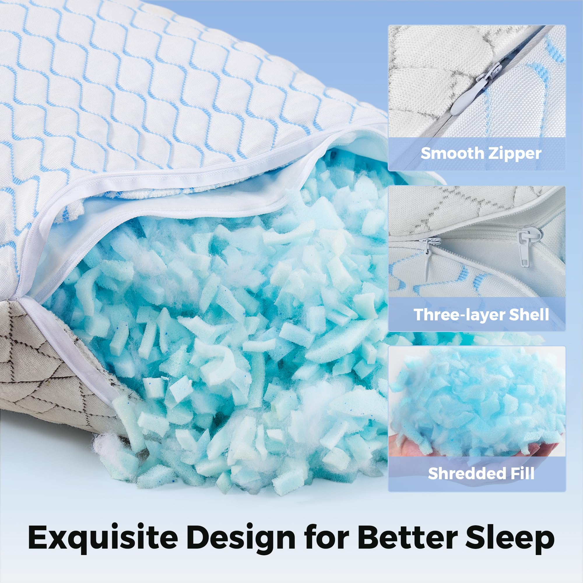 puredown pillows in styled bedroom conveying comfort and temperature control