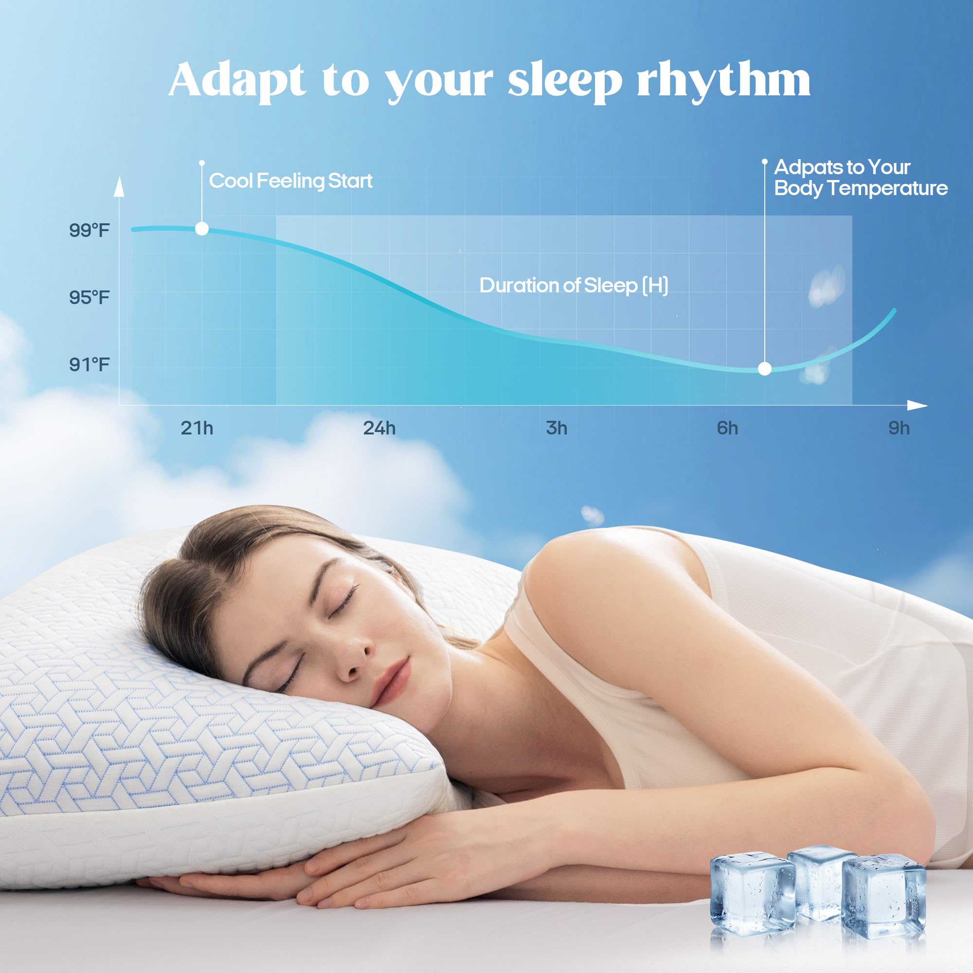 puredown queen pillows next to ruler scale for accurate size comparison