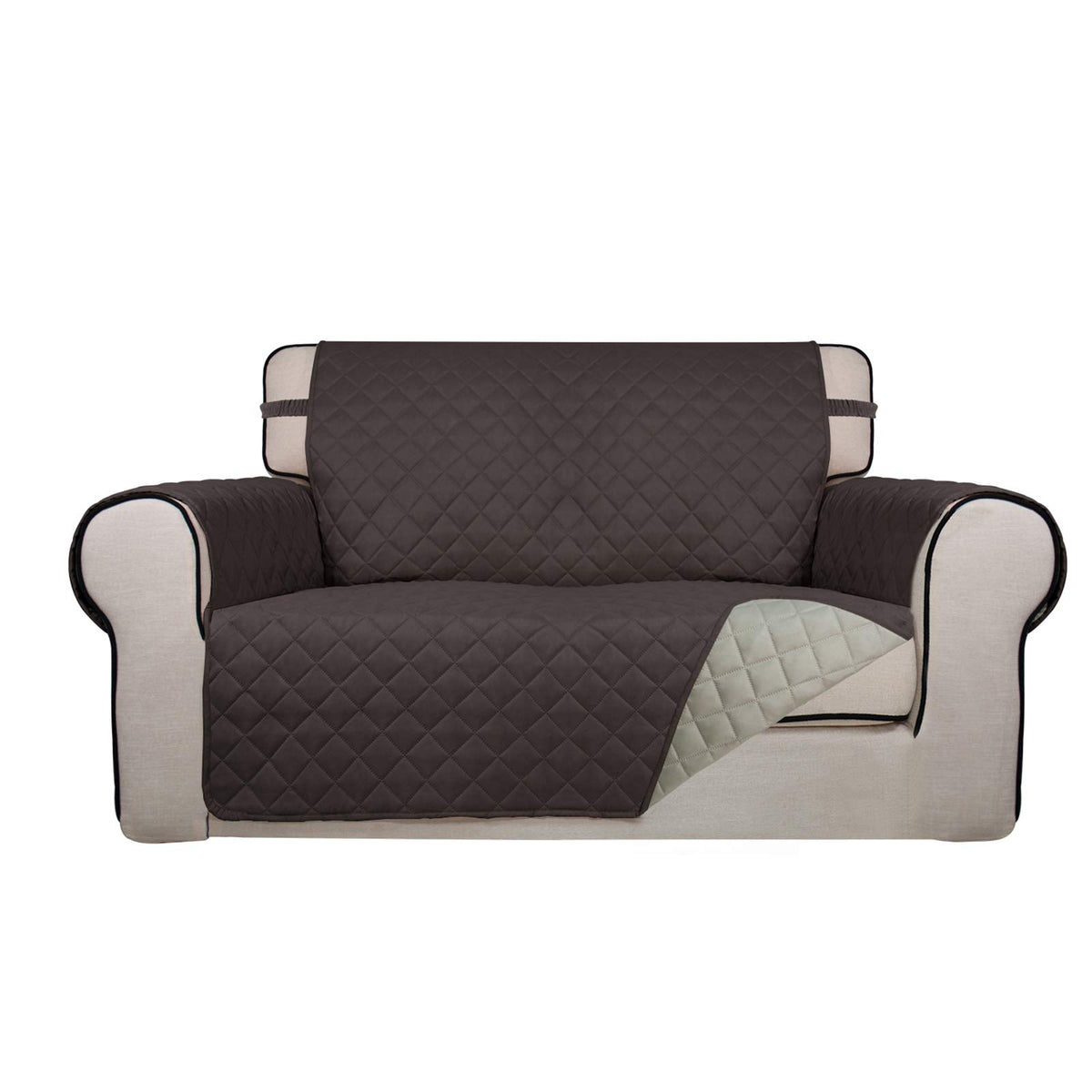 PureFit front view of loveseat cover showing clean lines and protection