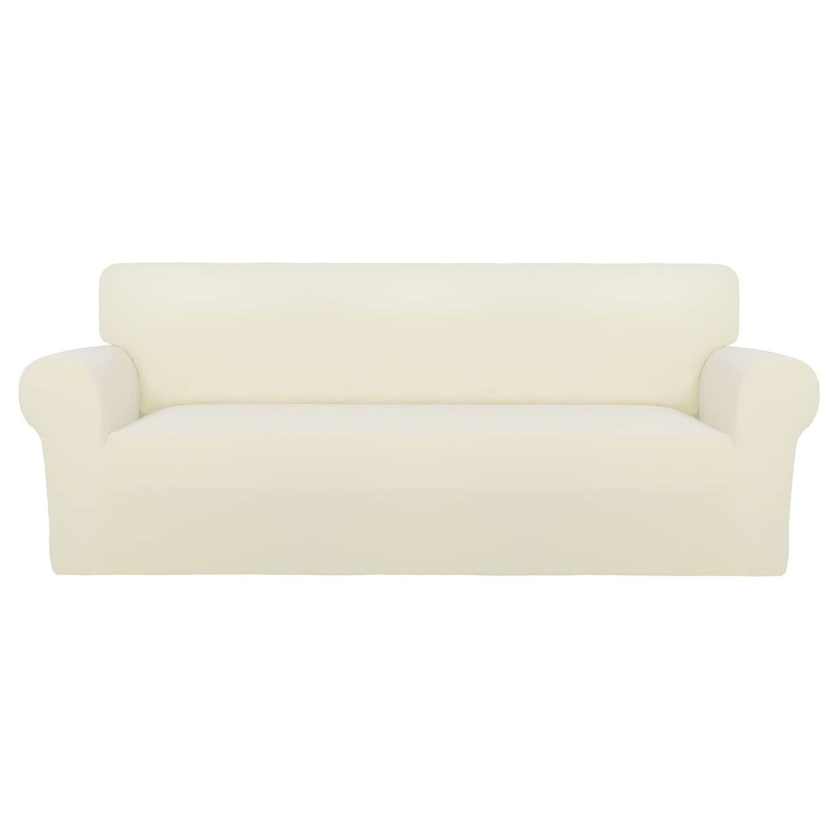 PureFit ivory front view showing full sofa coverage and refreshed appearance
