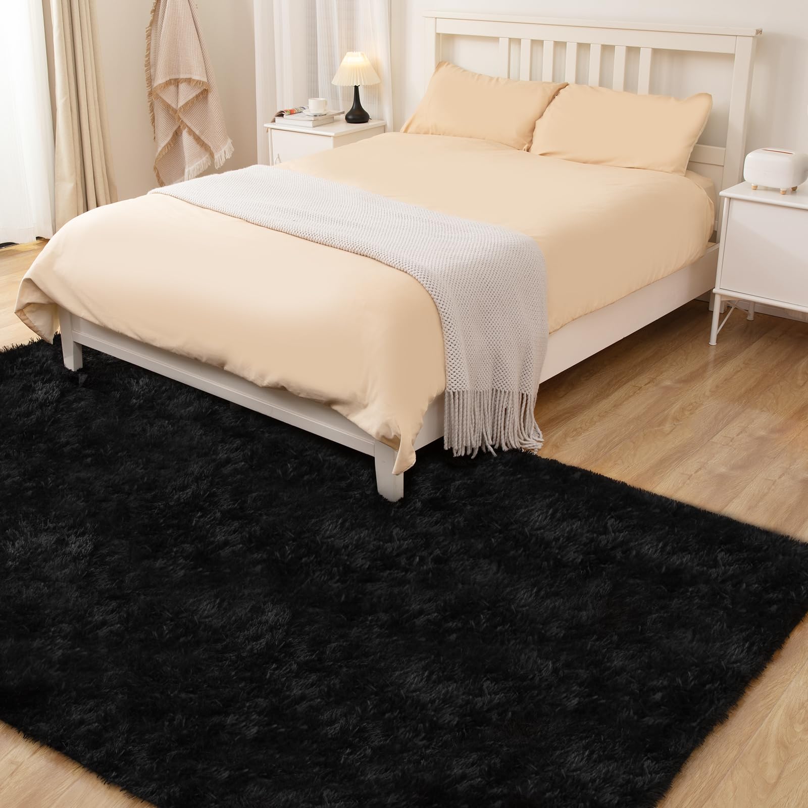 Puremy beside bed illustrating soft plush step-in comfort for mornings