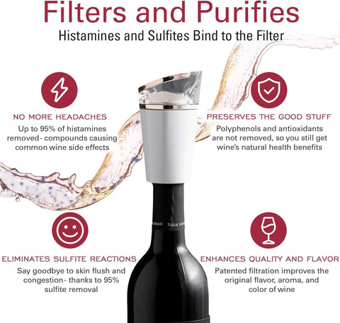 PureWine Phoenix pourer close-up highlighting precision pour and fit