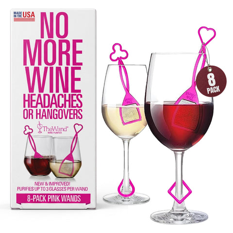 PureWine front packaging showing pink wand and box, clear product benefits