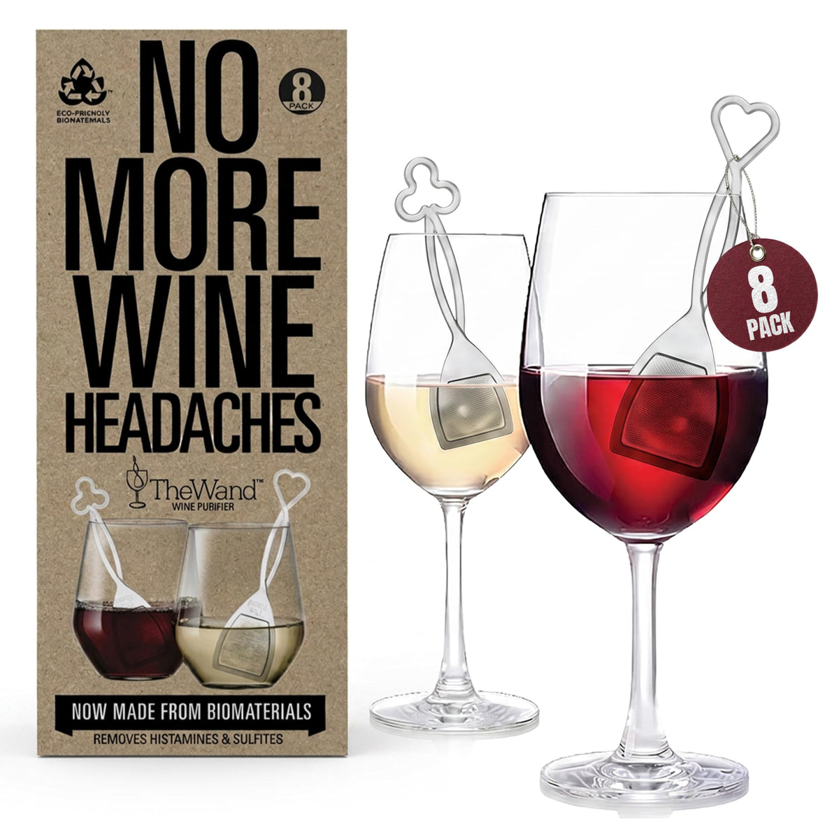 PureWine wand front packaging showing contents and benefits