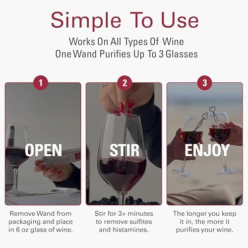 PureWine wand next to a wine glass for size comparison showing portable convenience