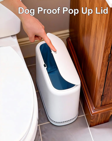 Purexa angled open lid with bag demonstrating easy access and tidy liner