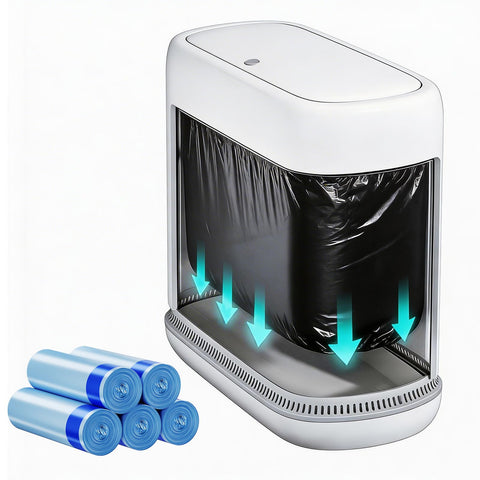 Purexa front view slim trash can showing compact footprint and clean look