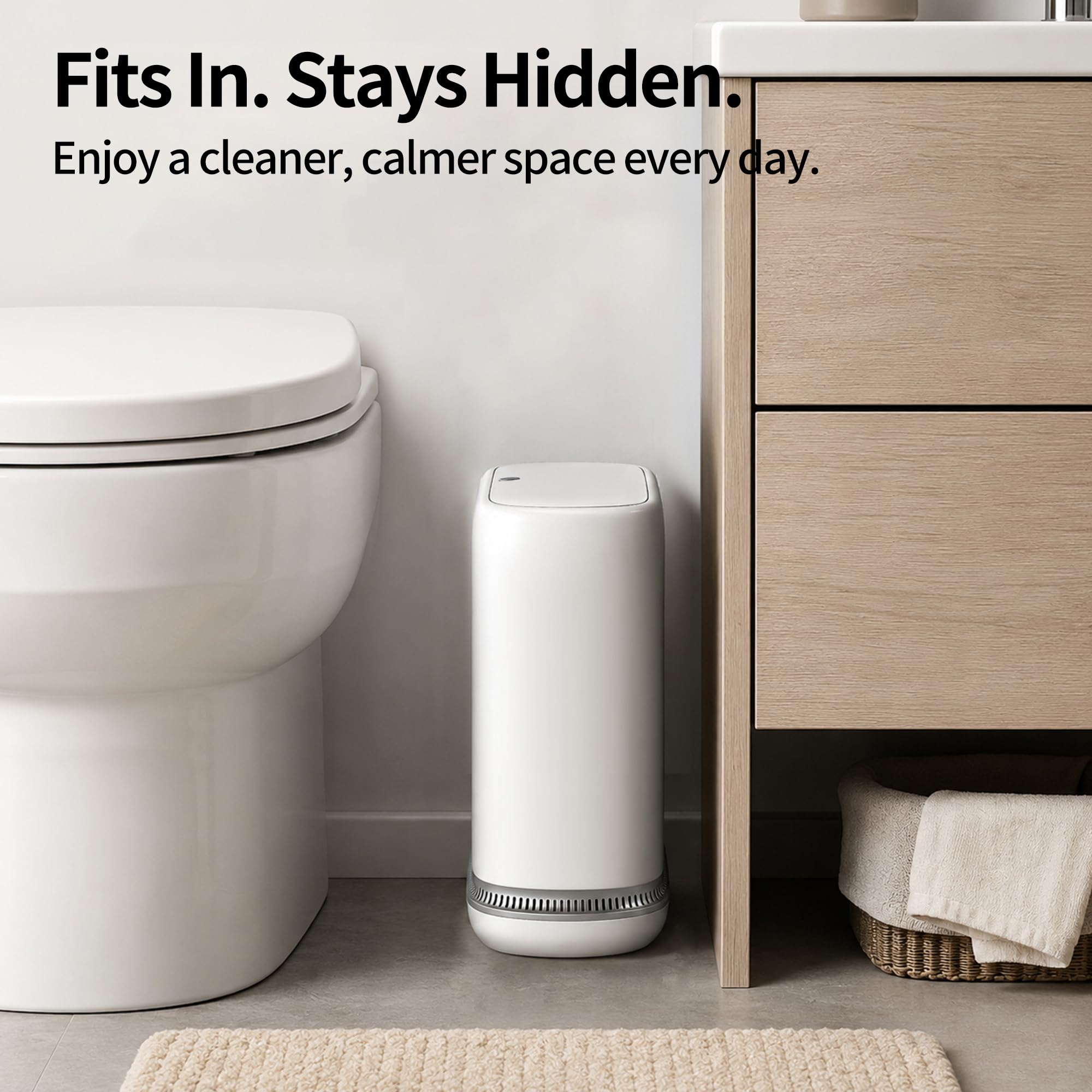 Purexa inner bin hidden liner detail for clean look and easy bag change