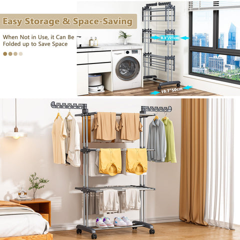 PurKeep folded rack profile demonstrating compact storage benefit