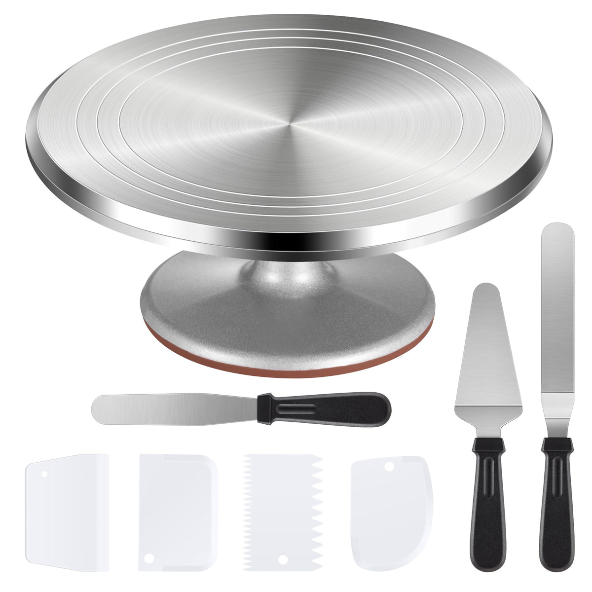 Puroma front view of aluminum turntable showing stable platform and rim benefit: even rotation
