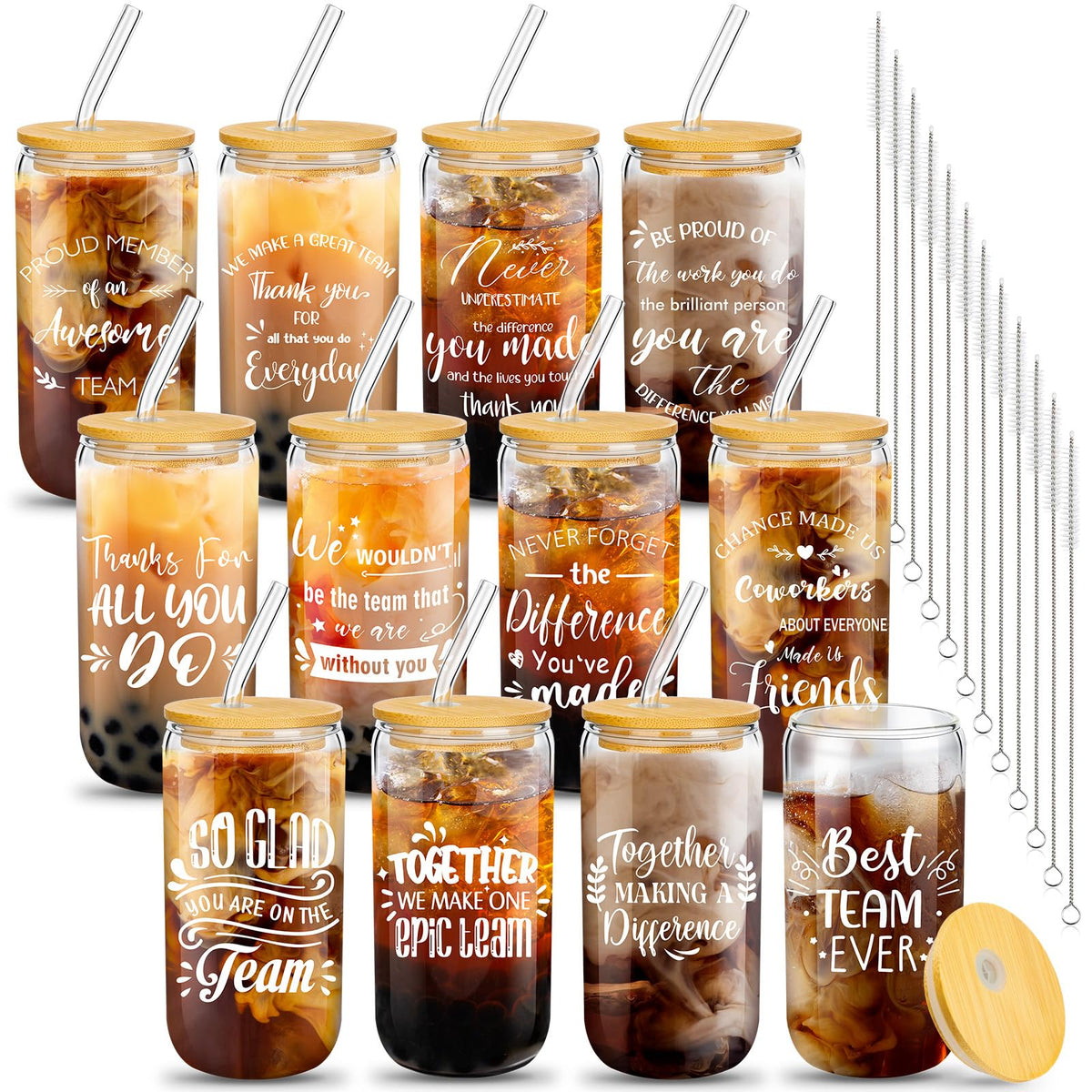 Purpeak front view of 16 oz glass can cups showing clear design and gift-ready look