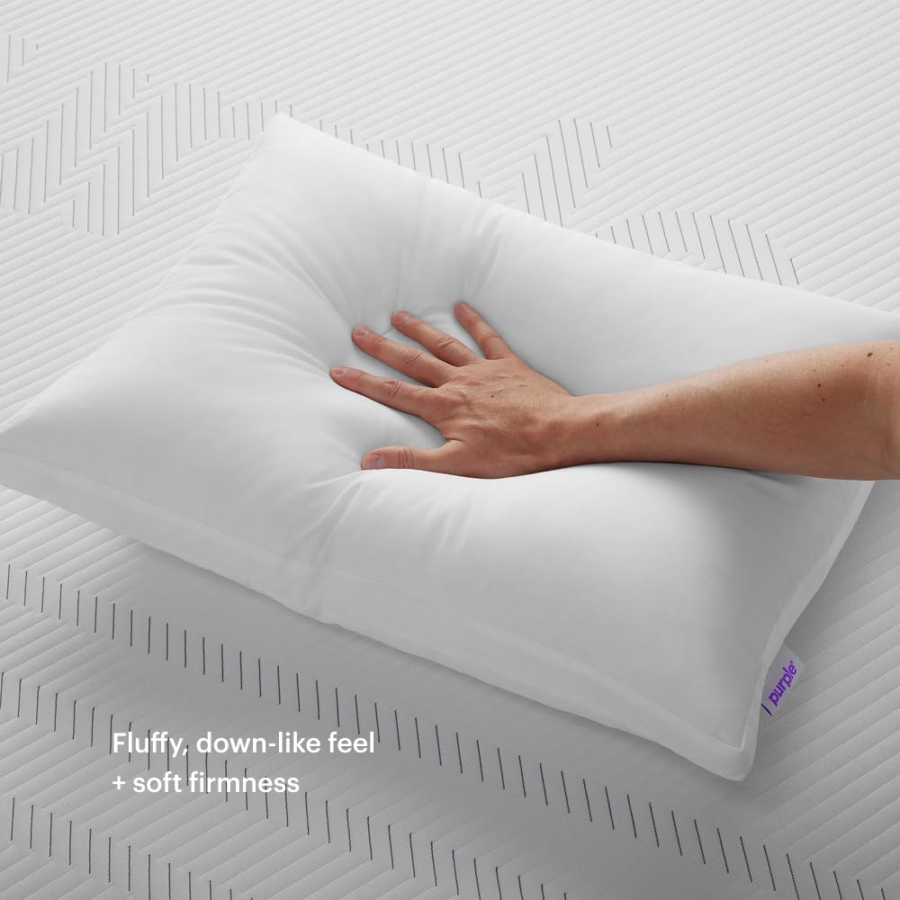 Purple Cloud Pillow styled on bed demonstrating breathable, cozy sleep setting