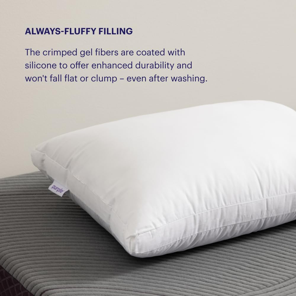 Purple Cloud pillow on bed styled to show cooling, comfortable sleep setup