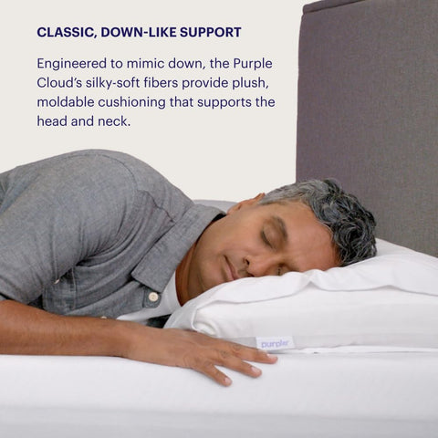 Purple Cloud Pillow supporting side sleeper showing neck alignment benefit