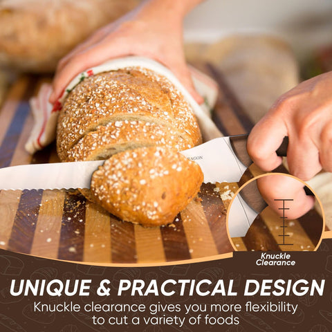 Purple Dragon knife staged on kitchen counter, portraying everyday use and durable design