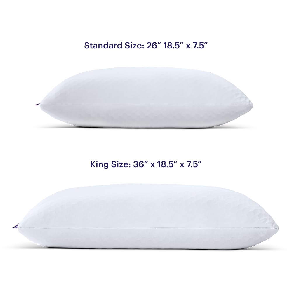 Throw case holding extra fill demonstrating neat storage and longevity benefit from Purple