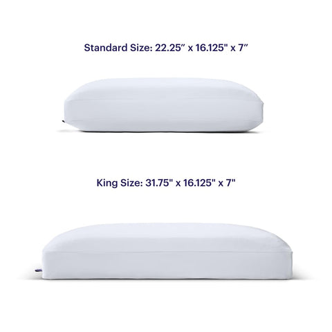Purple pillow on styled bedroom bed to show comfort and cooling lifestyle benefit