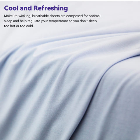 Purple care label and elastic band showing durable stay-put design benefit