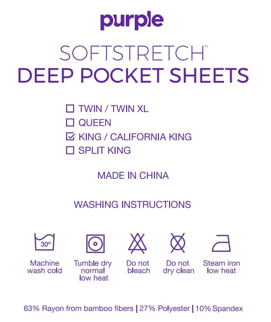 Purple sheet next to ruler for size comparison demonstrating deep mattress fit