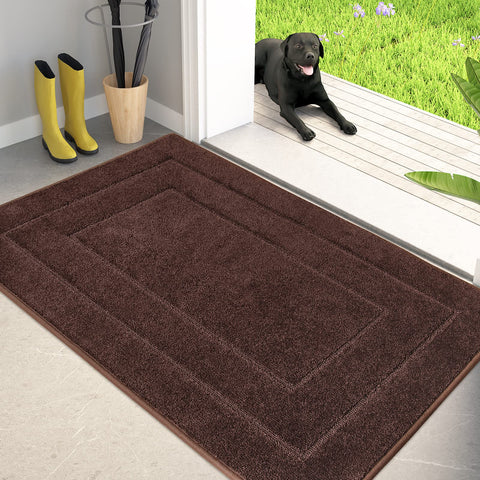 PURRUGS front view brown door mat protecting entryway floors