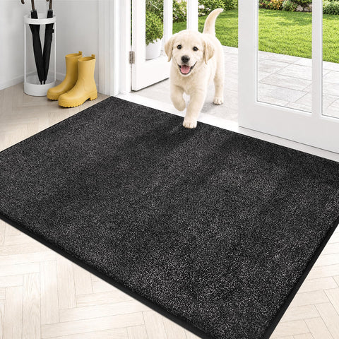 PURRUGS front view of charcoal mat showing full coverage and clean look