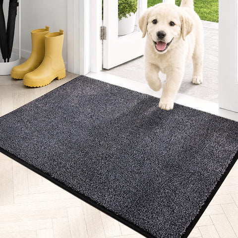 PURRUGS front view showing bluish grey-black mat protecting floors