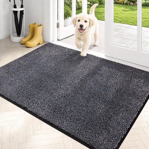 PURRUGS front view shows bluish grey-black mat for tidy entryways