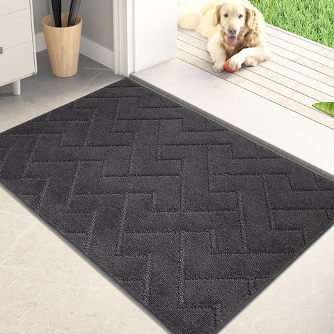 PURRUGS front view charcoal door mat showing clean entry benefit