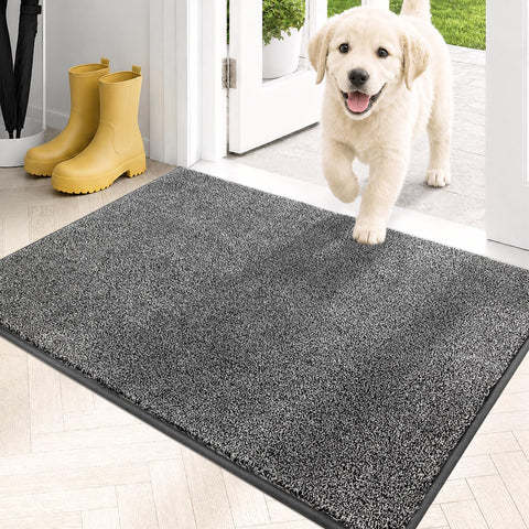 PURRUGS front view full mat shows neat grey tones and tidy look that protects floors