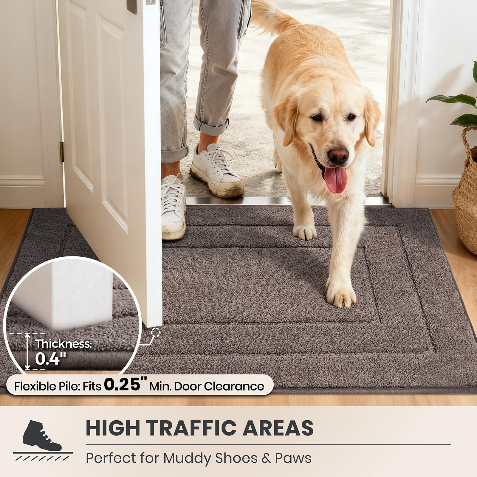 PURRUGS mat under shoes captures debris and protects floors