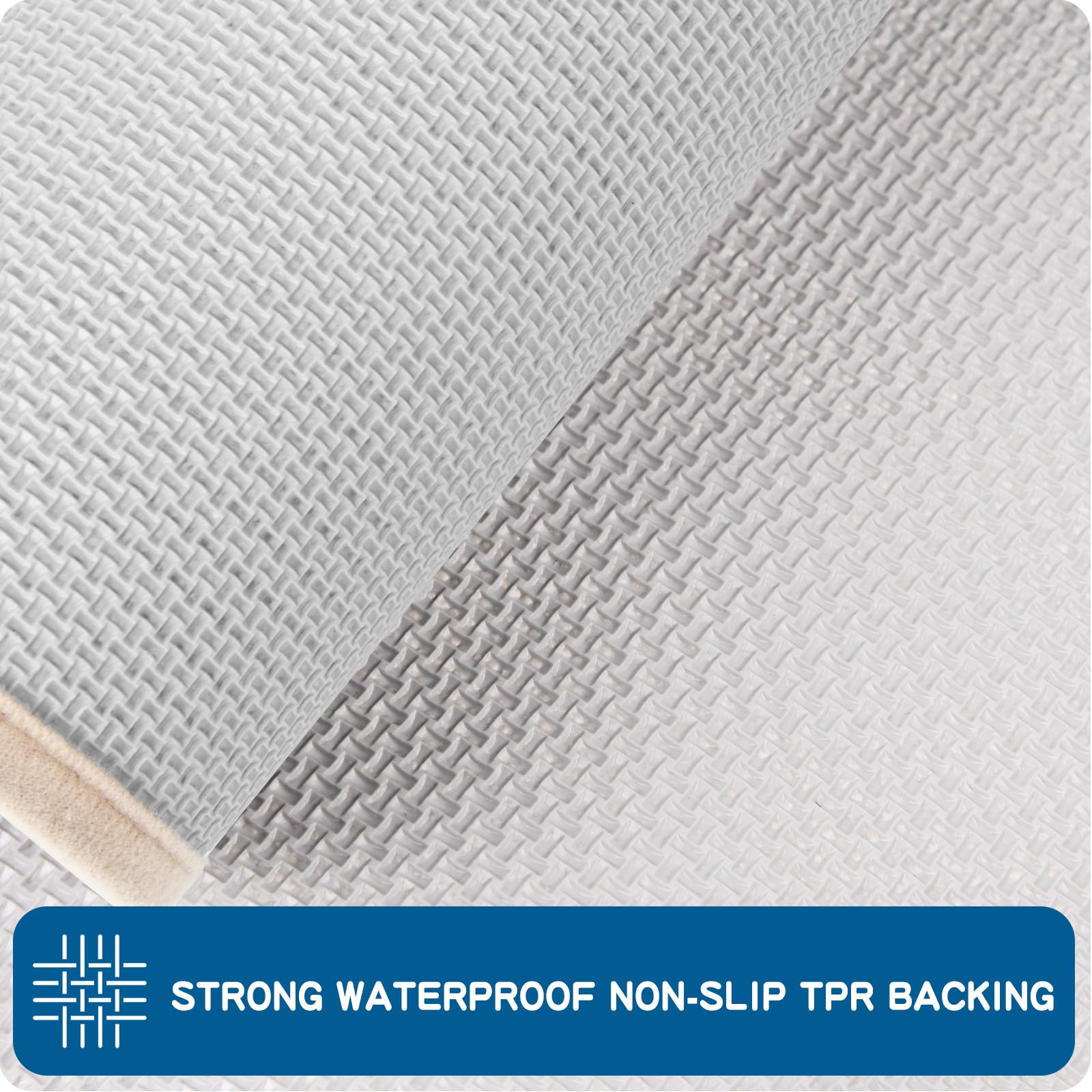 PURRUGS TPR non-slip backing detail showing grip and safety benefit