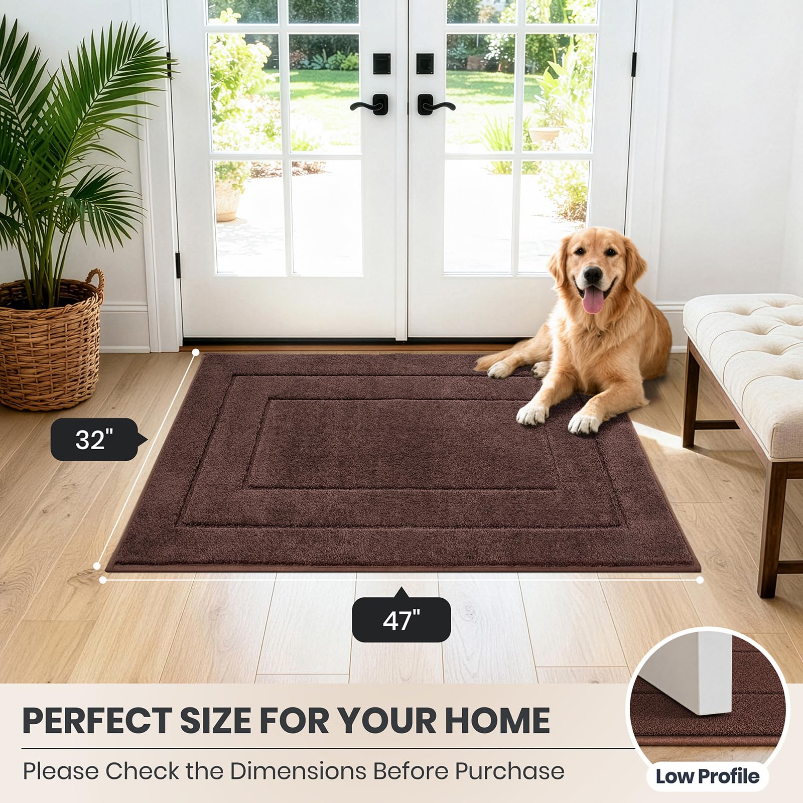 PURRUGS pet on mat shows pet-friendly, claw-resistant surface