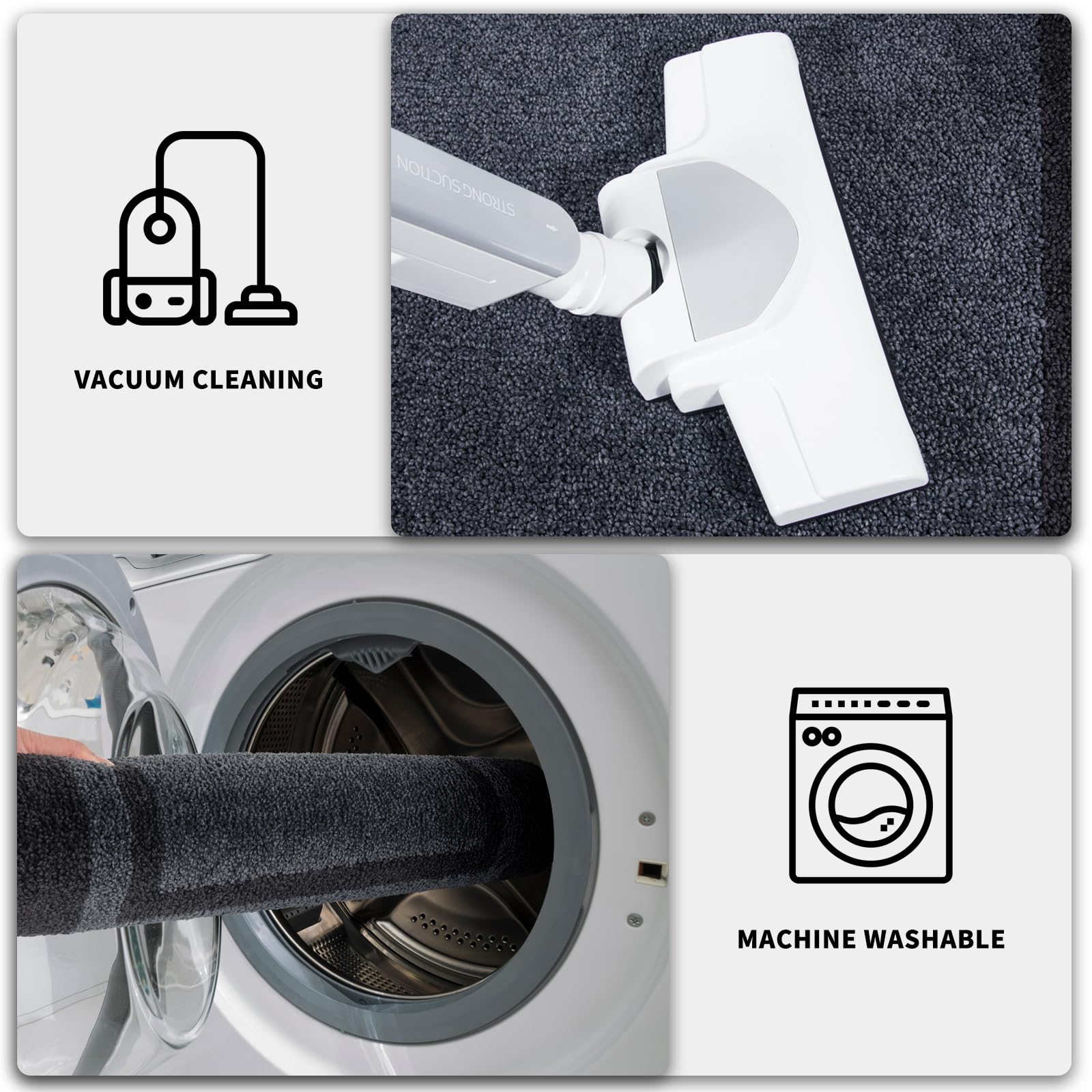 PURRUGS placed in laundry room with a dog illustrating pet-friendly durability