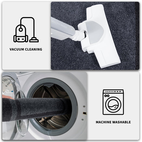 PURRUGS placed in laundry room with a dog illustrating pet-friendly durability