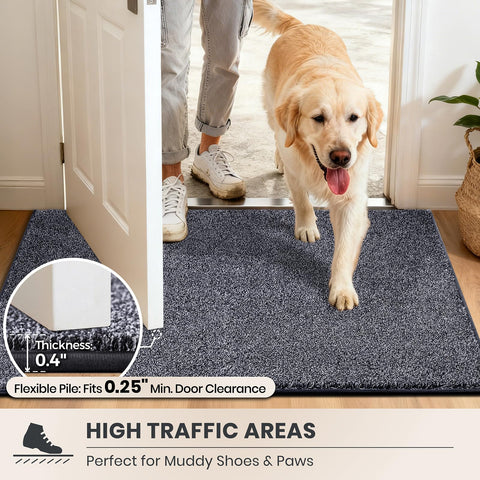PURRUGS next to a foot to show 31.5 x 47 inch scale advantage