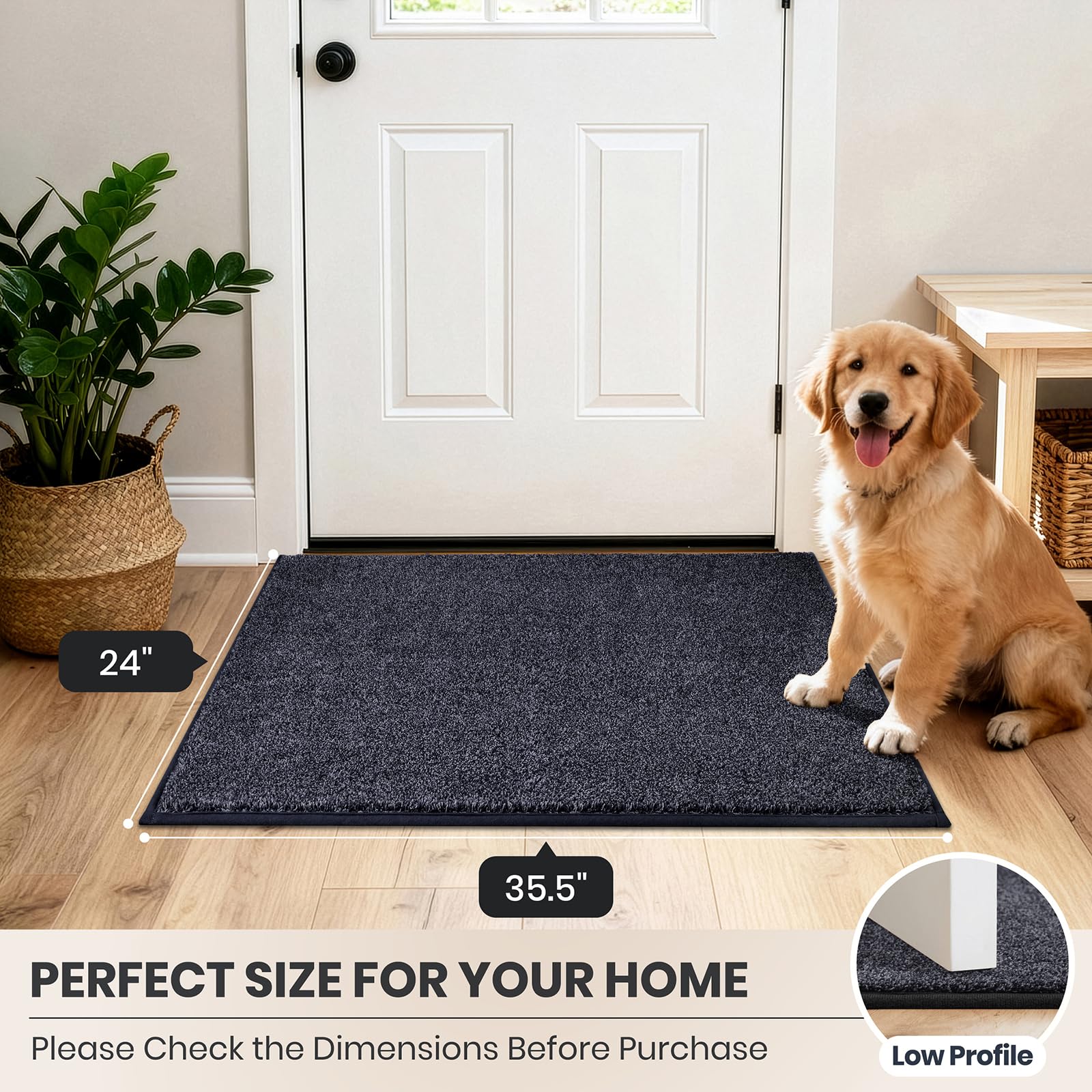 PURRUGS mat beside shoes shows scale and full coverage benefits