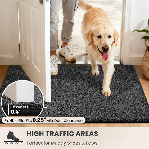 PURRUGS mat under a door showing low-profile clearance benefit