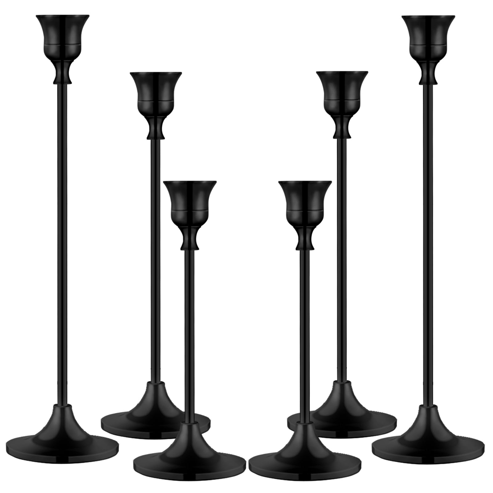 Pusenlan front view of matt black candle holders offering elegant stability