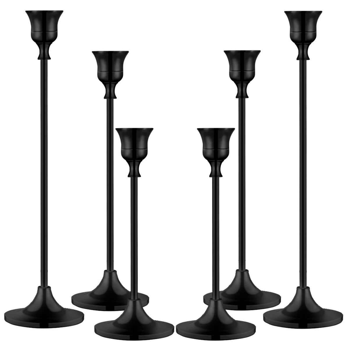 Pusenlan front view of matt black candle holders offering elegant stability