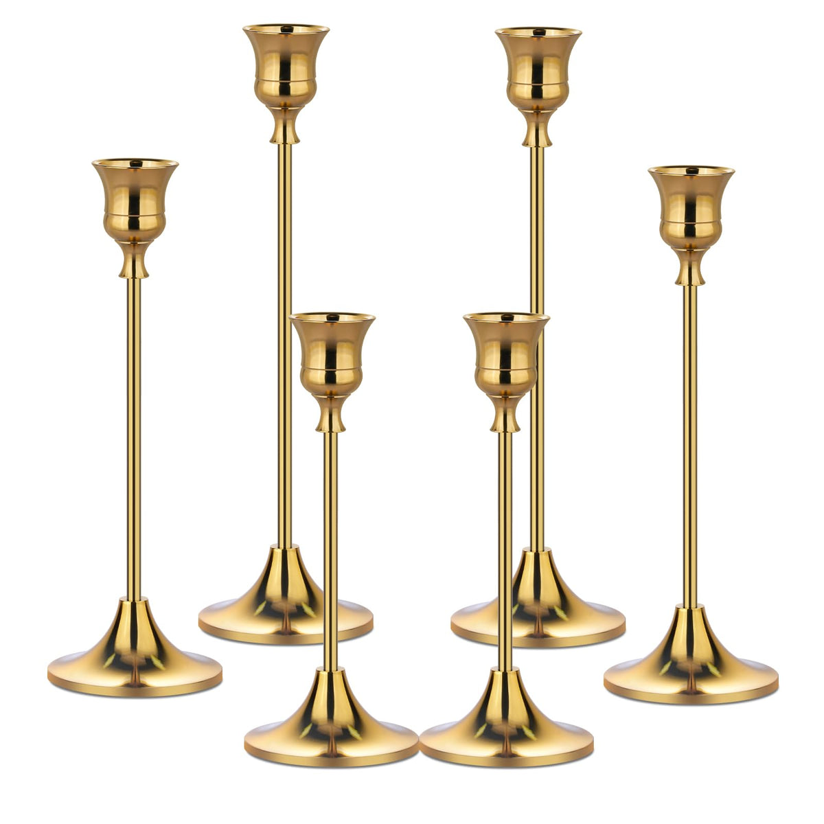 Pusenlan gold front view showing three-height set and elegant finish